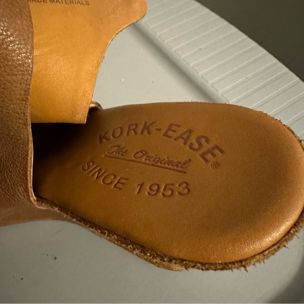 KORK-EASE Berit Wedge Leather Suede Tan Open Toe Buckle NEW Size 7 - Picture 6 of 10